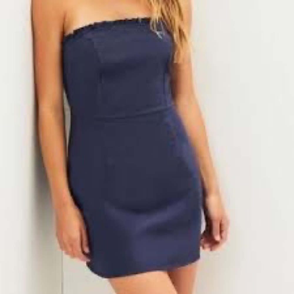 Navy Blue Strapless Mini Dress